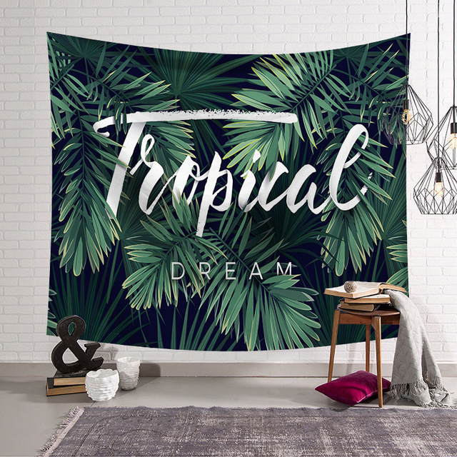 Banana Leaf Tapestry, Green Tropical Wall Hanging