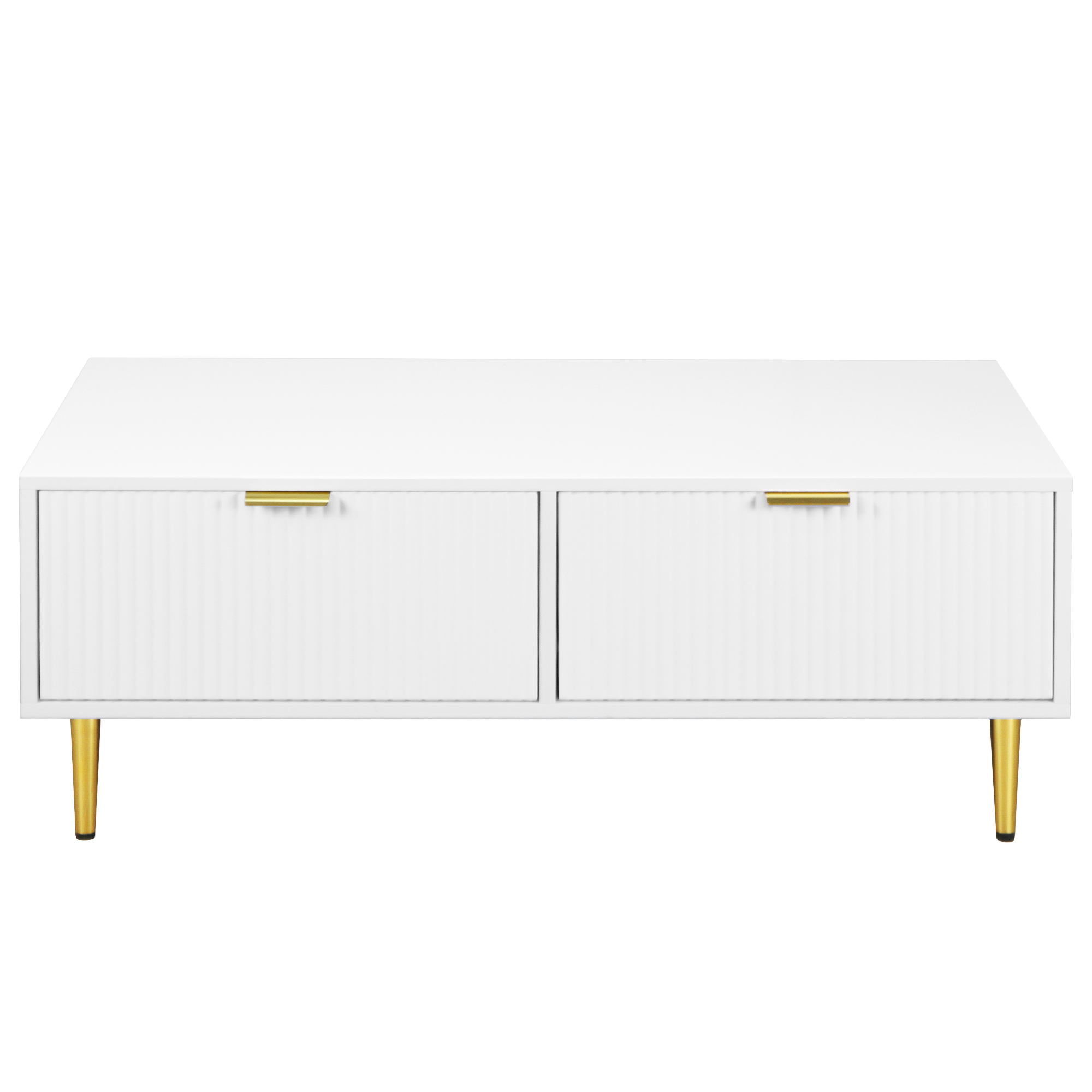 White and Gold MDF Coffee Table with 2 Drawers