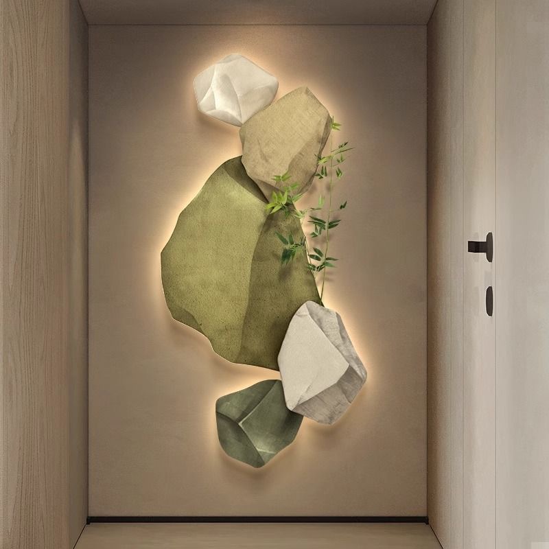 Illuminated Crystal Glass Wall Art, UV-Engraved Faux Greenery photo 3