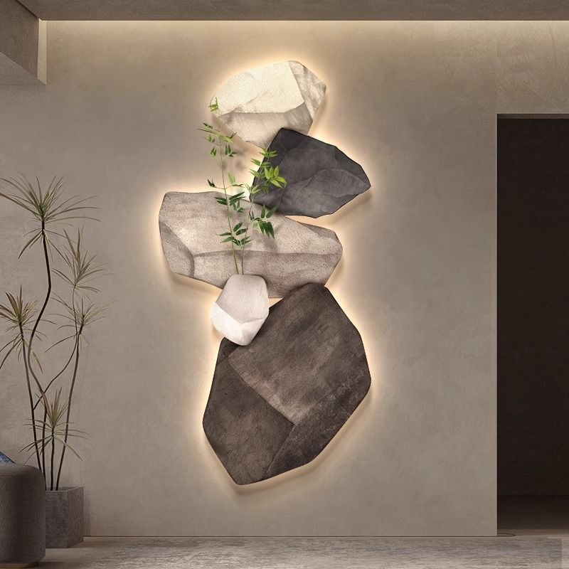 Illuminated Crystal Glass Wall Art, UV-Engraved Faux Greenery photo 5