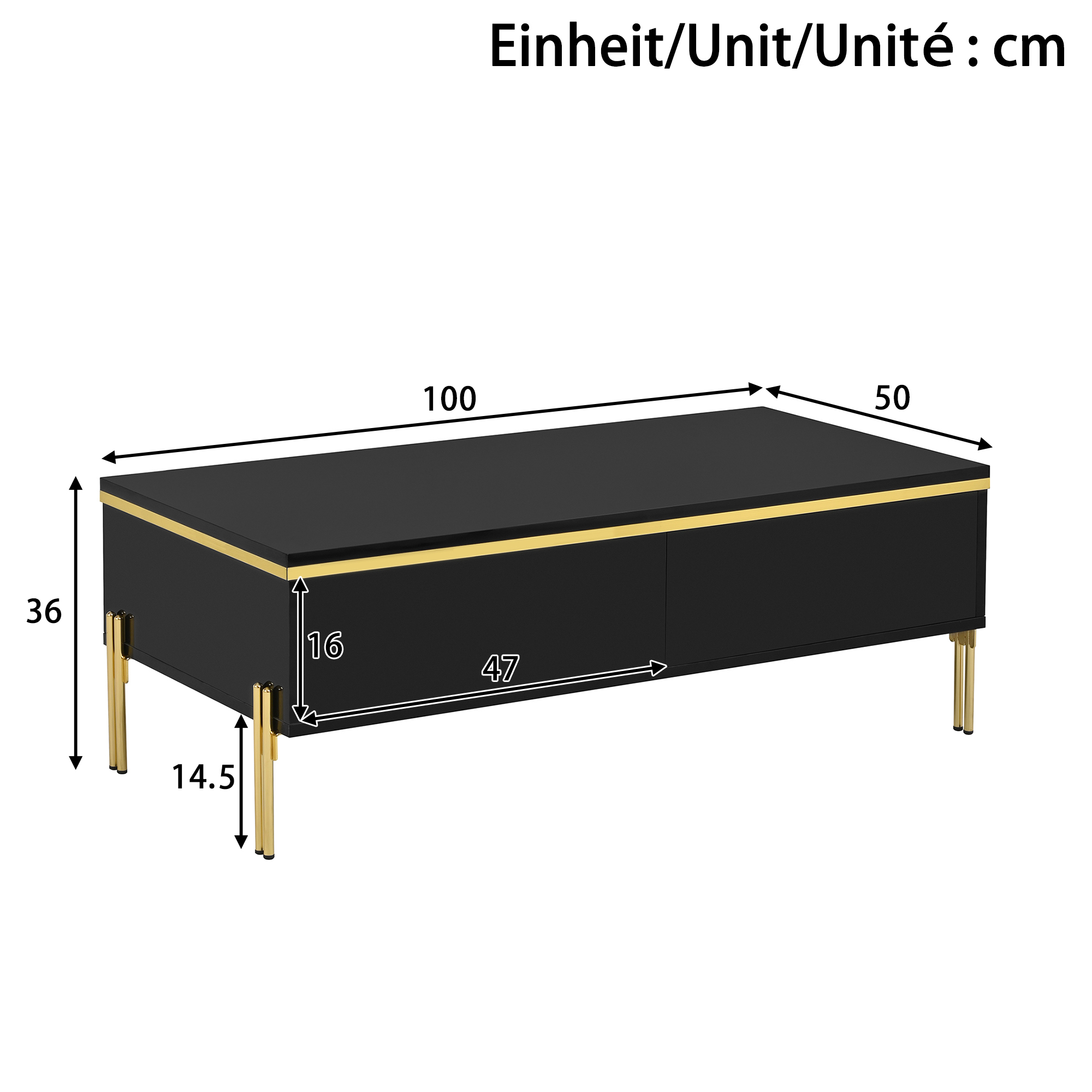 Black High-Gloss TV Cabinet and Coffee Table Set