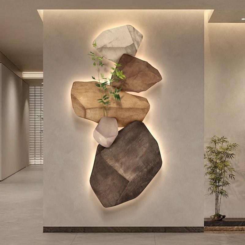Illuminated Crystal Glass Wall Art, UV-Engraved Faux Greenery photo 11