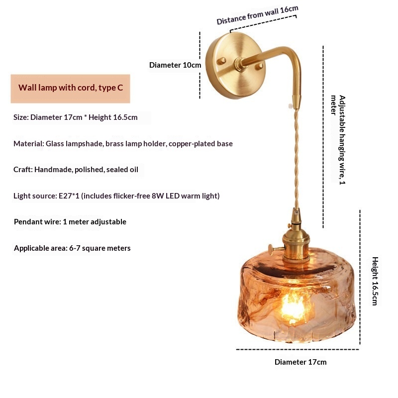 Japanese-Style Brass & Glass Wall Sconce photo 2