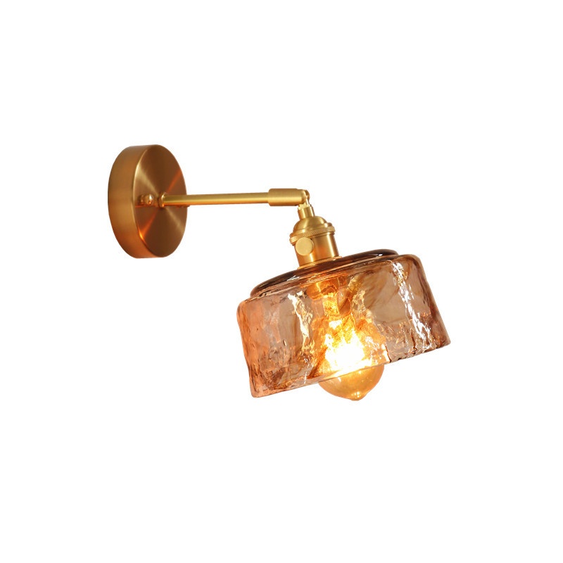 Japanese-Style Brass & Glass Wall Sconce photo 4
