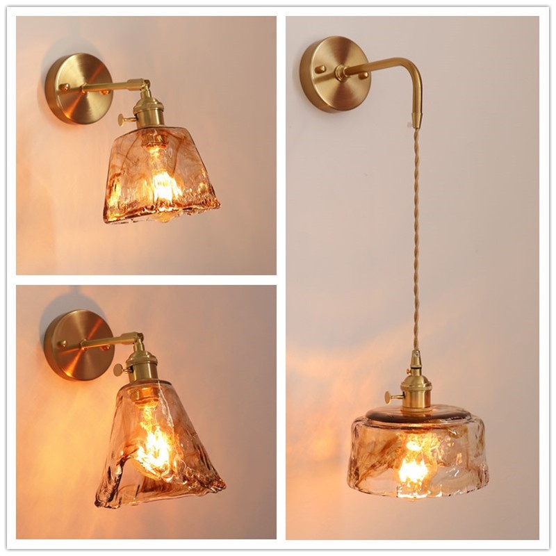 Japanese-Style Brass & Glass Wall Sconce photo 5