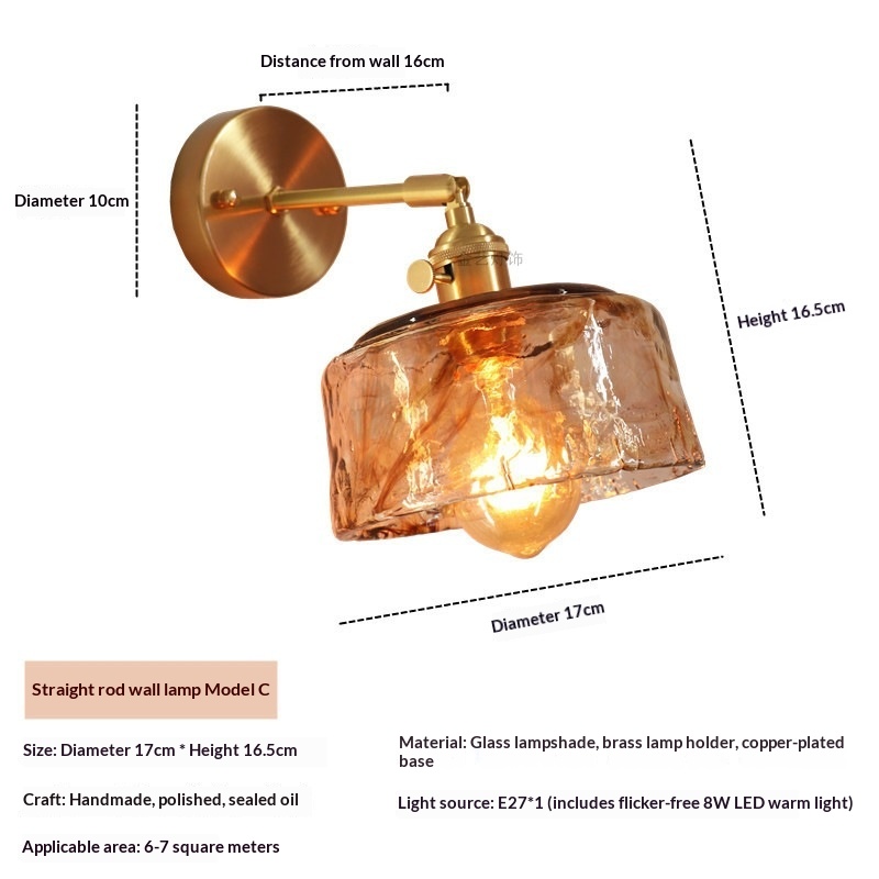 Japanese-Style Brass & Glass Wall Sconce photo 6