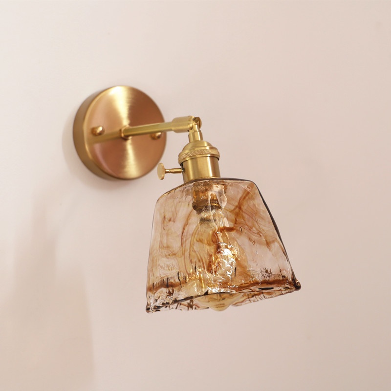 Japanese-Style Brass & Glass Wall Sconce photo 7