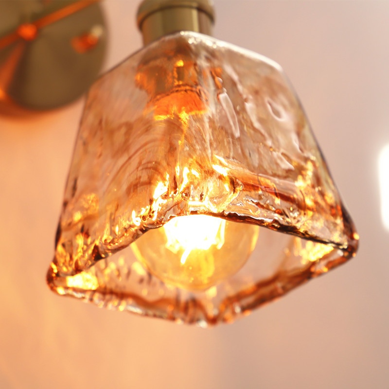 Japanese-Style Brass & Glass Wall Sconce photo 8