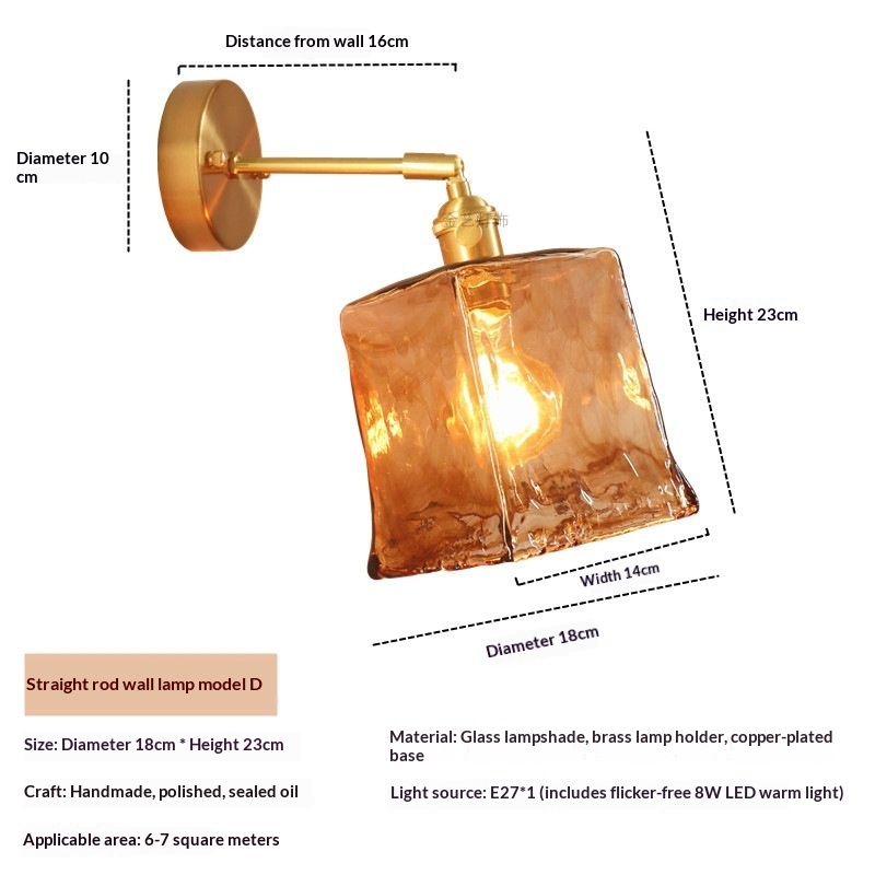Japanese-Style Brass & Glass Wall Sconce photo 9