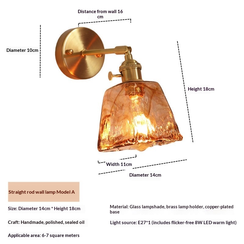 Japanese-Style Brass & Glass Wall Sconce photo 10