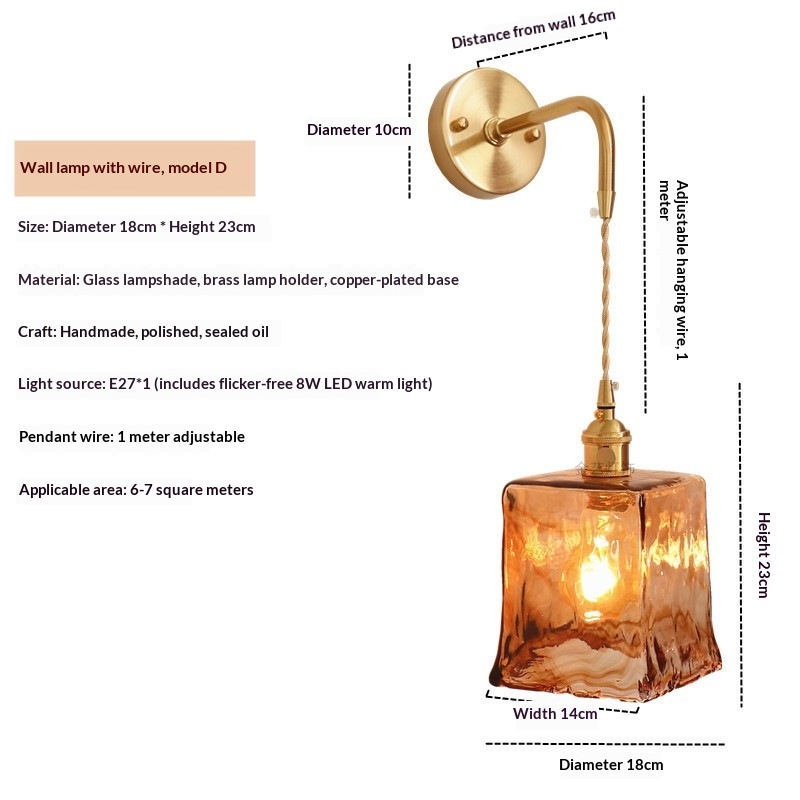 Japanese-Style Brass & Glass Wall Sconce photo 11
