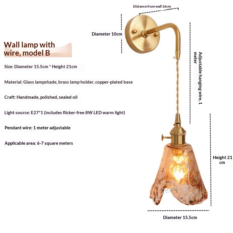 Japanese-Style Brass & Glass Wall Sconce photo 12