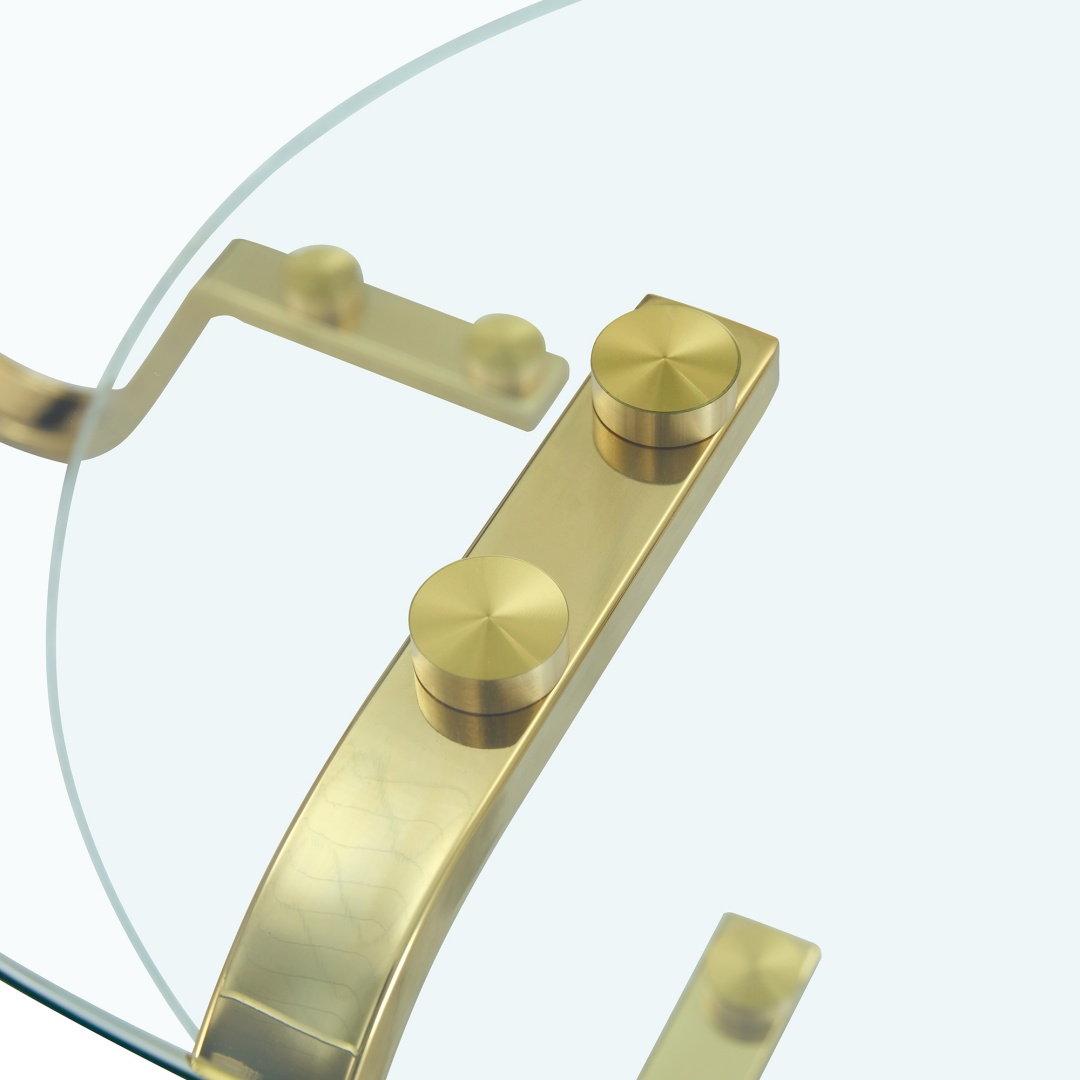 Square Double-Layer Tempered Glass Coffee Table in Gold