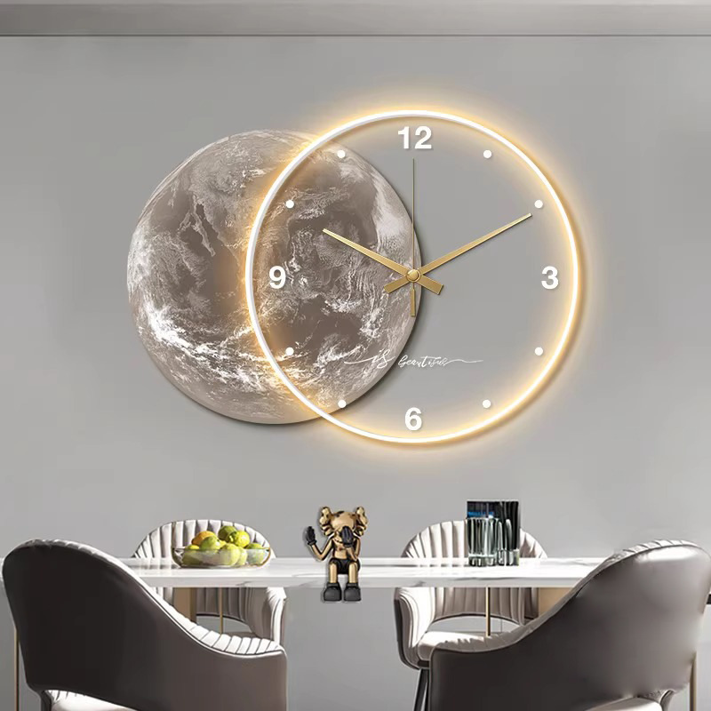Moon Mural Wall Clock with Built-In Light photo 2