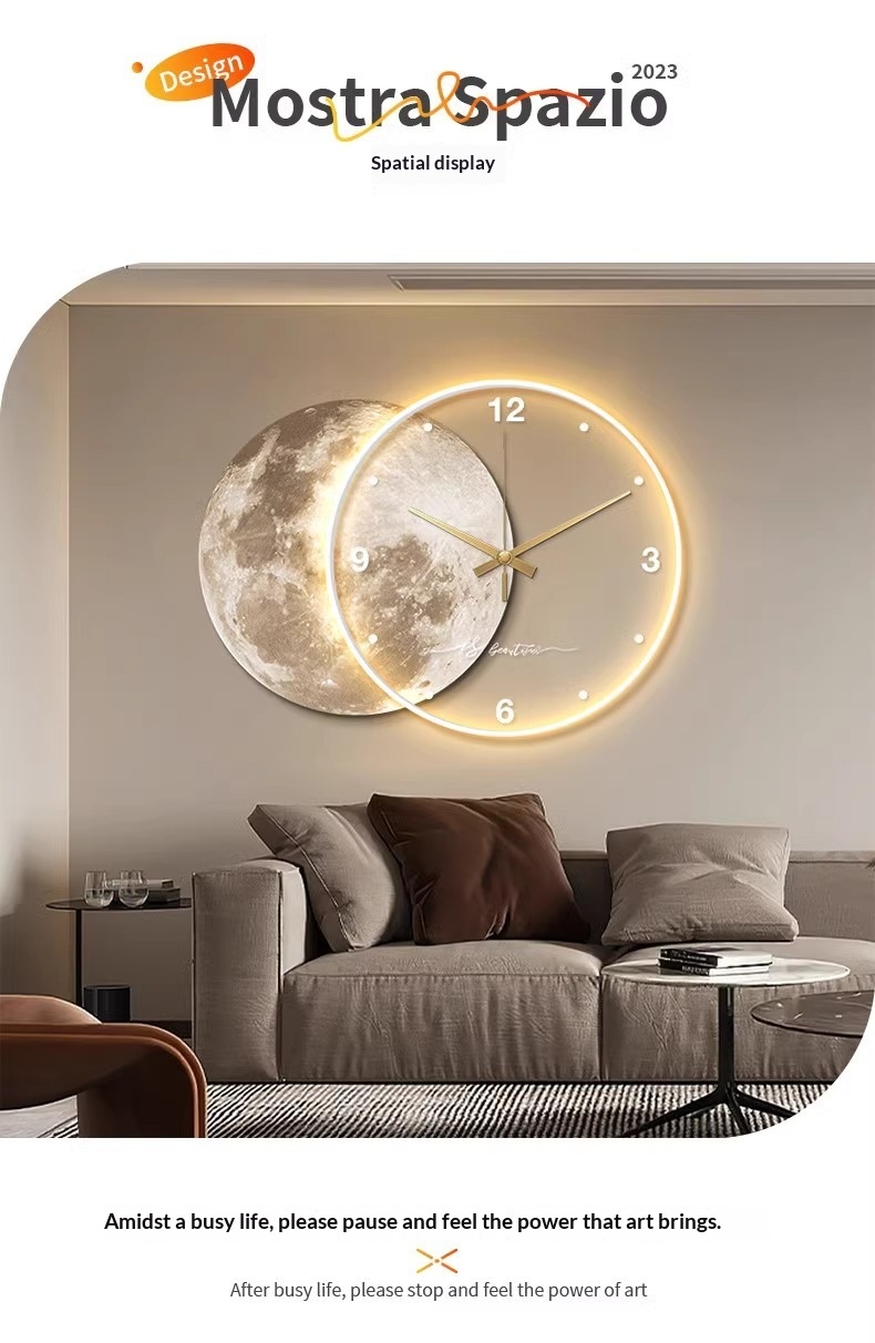 Moon Mural Wall Clock with Built-In Light photo 11