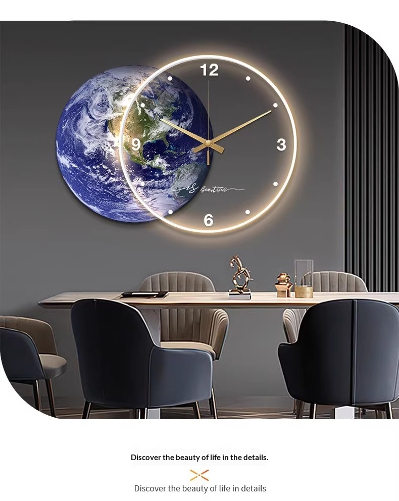 Moon Mural Wall Clock with LED Glow photo 8