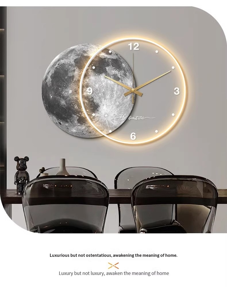 Moon Mural Wall Clock with LED Glow photo 9