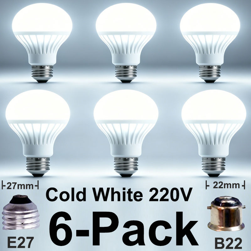LED Light Bulbs, 6-Pack (E27/B22, 110-220V) photo 4