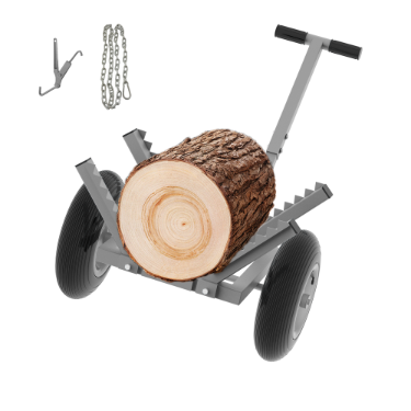 Heavy Duty Log Dolly With 16 Pneumatic Tires, 460 Lbs Capacity, Fits Logs Up To 20 Diameter, Steel Frame Log Hauler With 7 Ft Chain & Strap For Firewood & Forestry Transport